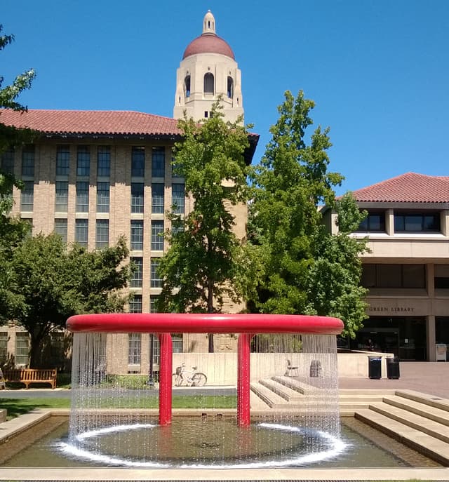 Red Hoop Fountain at Stanford University